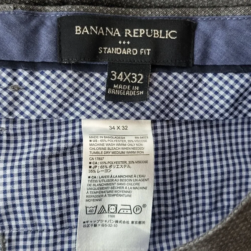 Banana Republic Mens Gray Standard Fit Dress Pants Size‎ 34/32